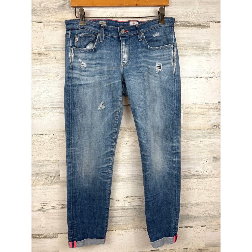 AG  Adrian Goldschmeid Women 29 Blue Cigarette Roll Up Jeans Premium Denim